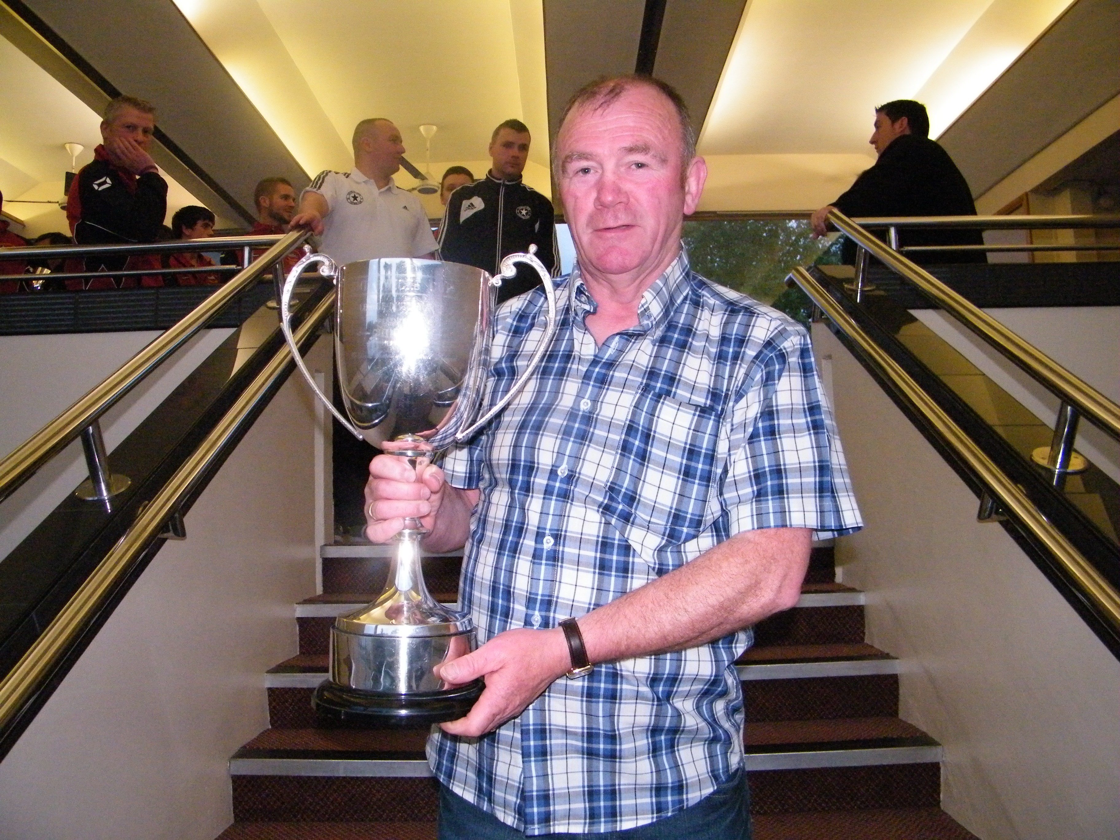 Portaferry Rovers Terence Fitzsimmons with Division 1C trophy